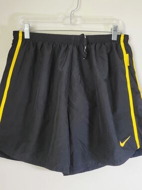 Nike Dri-Fit Livestrong Men's Black Athletic Shorts with Yellow Trim XL Vintage